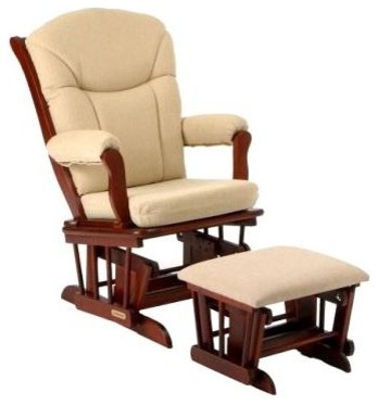 Sleigh Upholstered Glider Chair w Ottoman (Harmony/Beige Chenille)