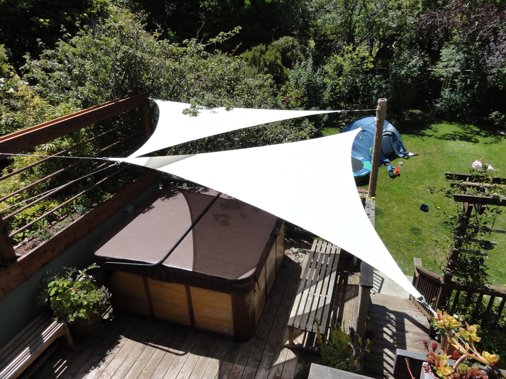 Design ideas for a mid-sized contemporary backyard deck in San Francisco with a vertical garden.