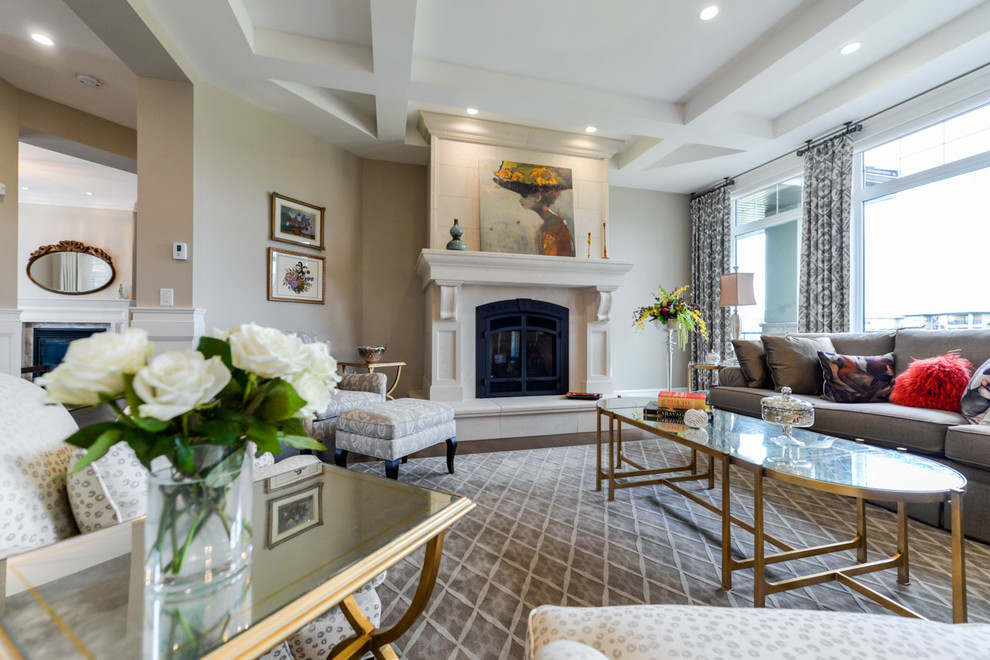 Inspiration for a transitional home design remodel in Edmonton
