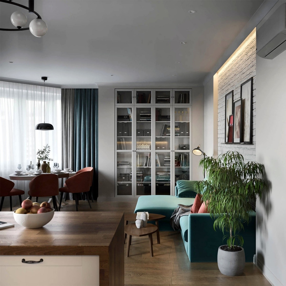 Кухня-гостиная в Скандинавском стиле.