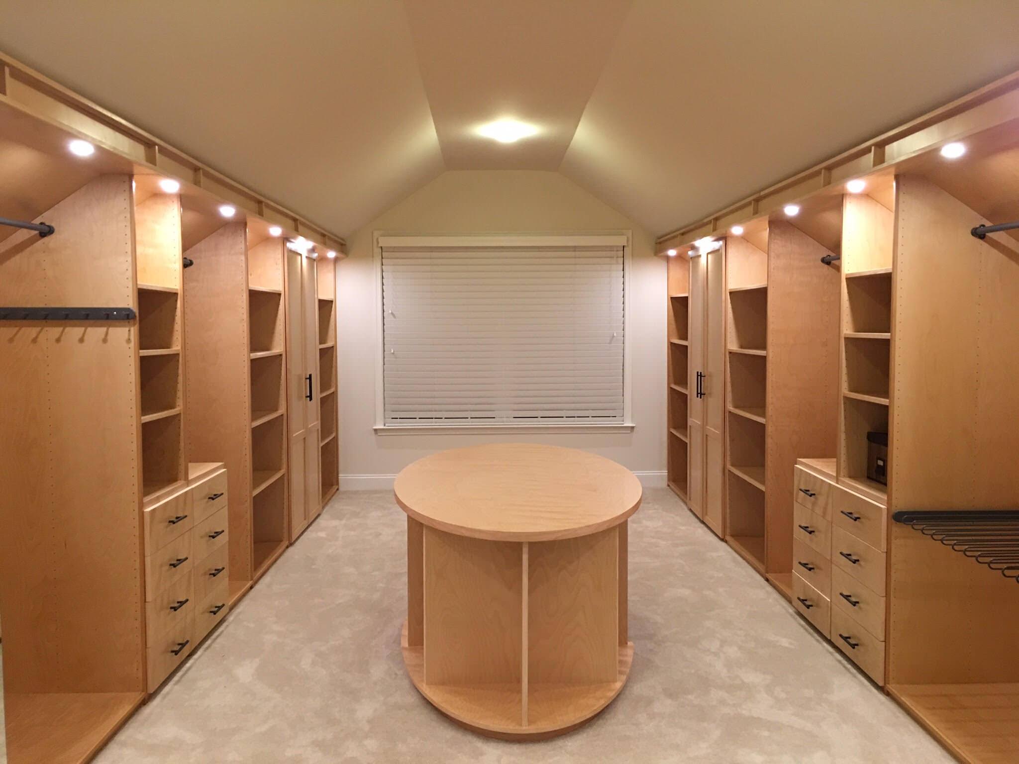 Large Walk-in Closet with Oval Island