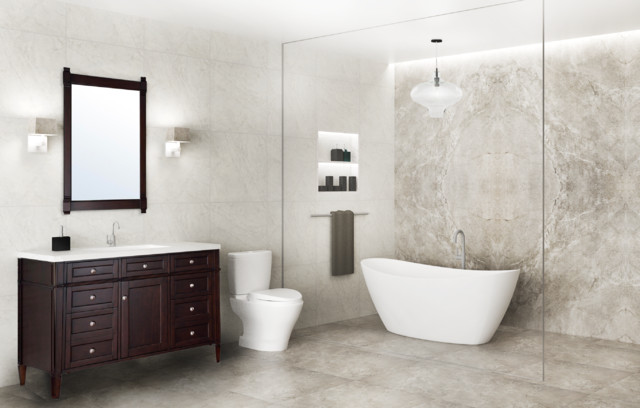 Transitional Elegant Bath Conceptual Rendering transitional