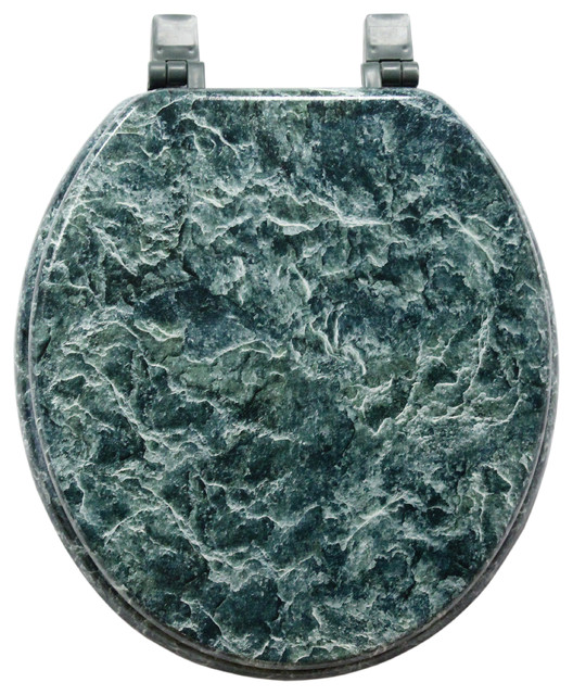 Trimmer Faux Marble Design Toilet Seat, Green Marble Transitional Toilet Seats by American
