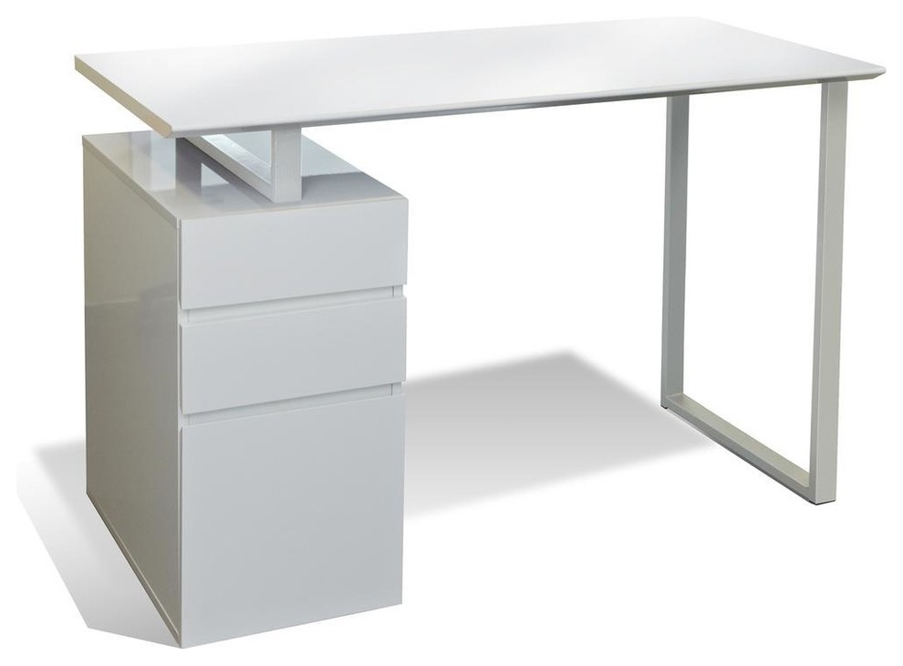 Tribeca 48 Modern White Desk With Integrated Drawers
