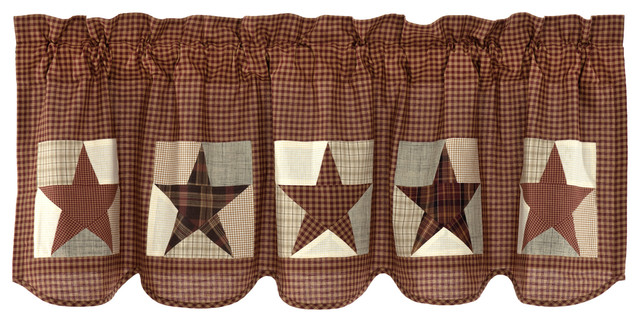 Red Country Memorial Day Kitchen Curtains Country Star Patch Block