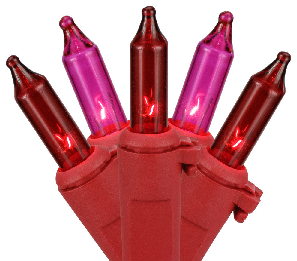 50ct Red & Pink Mini Valentine's Day Light Set 10' Red Wire Holiday