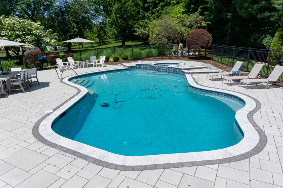 Holmdel, NJ: Paver Patio Installation Surrounding Inground Pool
