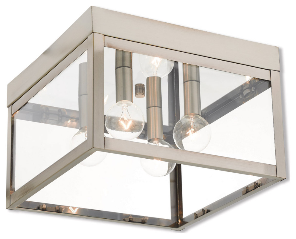 Nyack 4 Light Outdoor Ceiling Light, Brushed Nickel Transitional