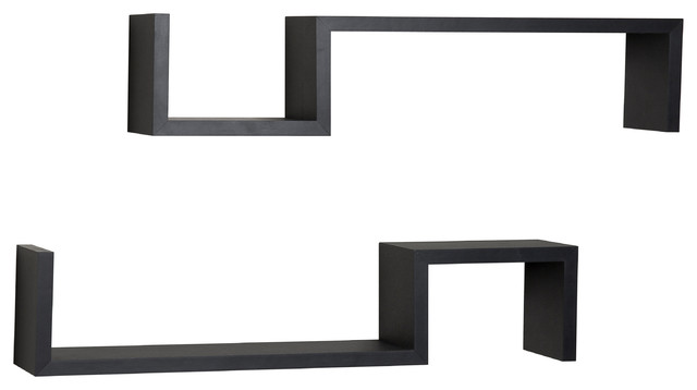 Danya B Black S Wall Mount Shelves Set Of 2 Transitional Danya B Black S Wall Mount Shelves