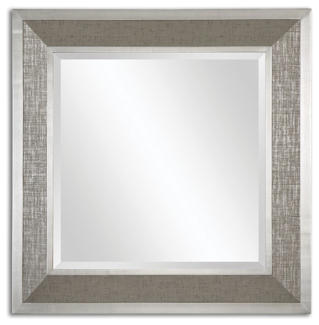 Luxe 42 Contemporary Silver Square Wall Mirror