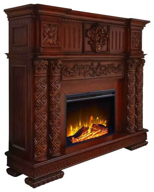 ACME Vendome Free-standing Rectangular Wooden Fireplace in Cherry