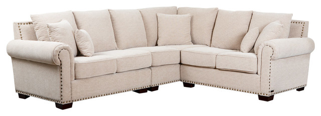 Abbyson Living Leonard Fabric Sectional Cream Transitional