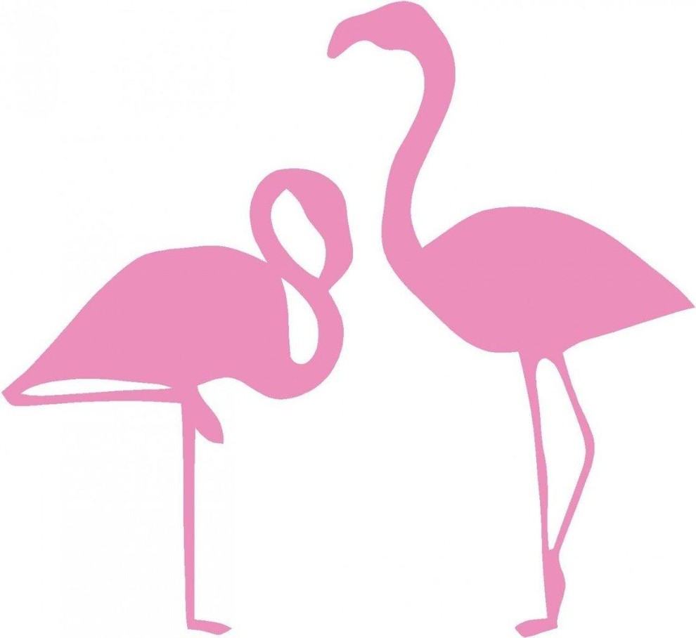 Flamingos Wading Large Long Neck Bird Decal, 20x20"