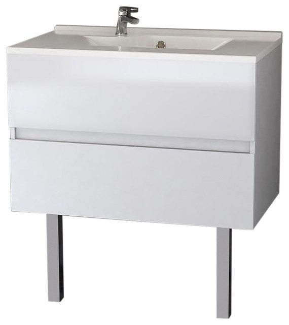Rosaly Bathroom Vanity Unit, 80 cm, White With Legs