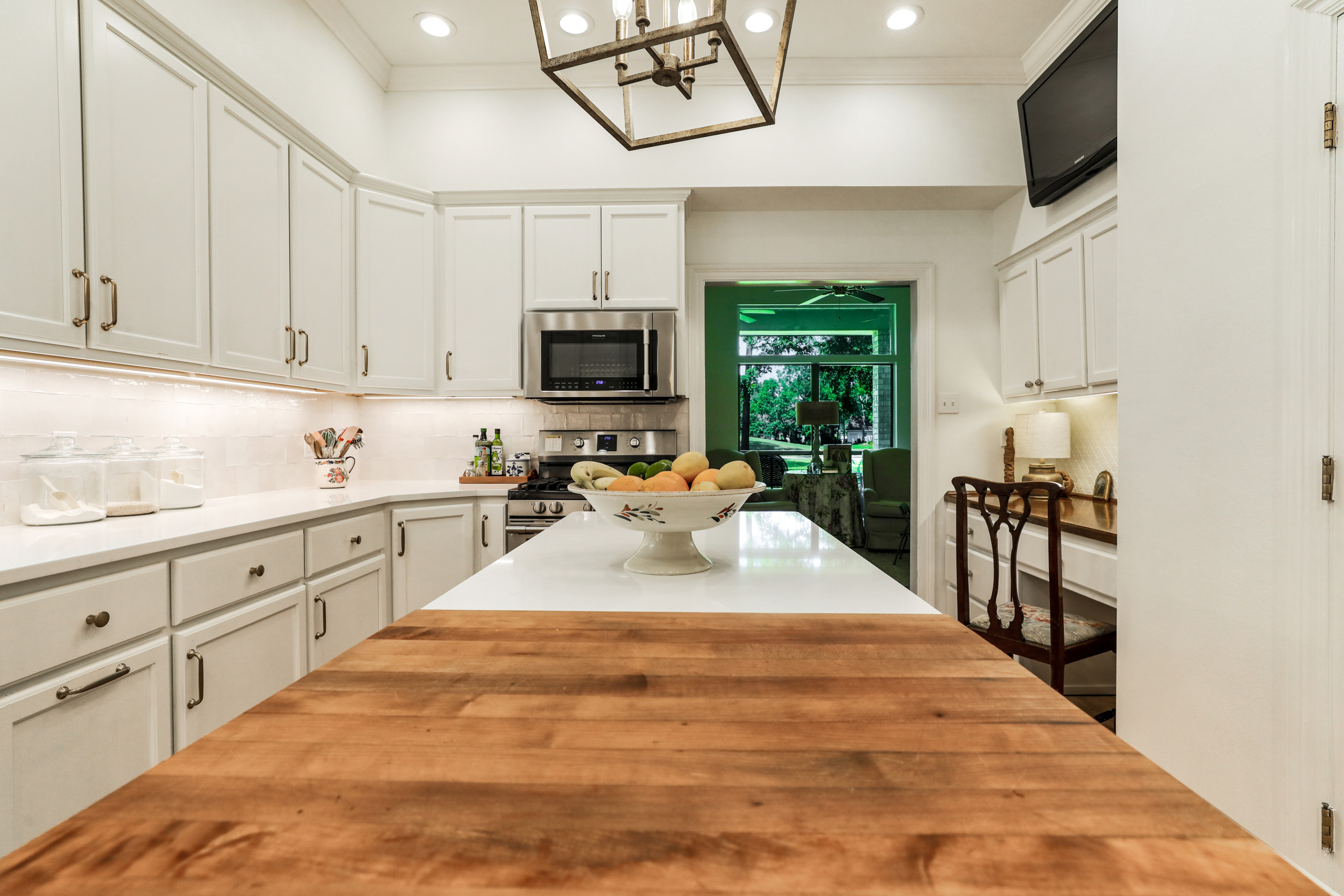 Warm Woods and White Kitchen