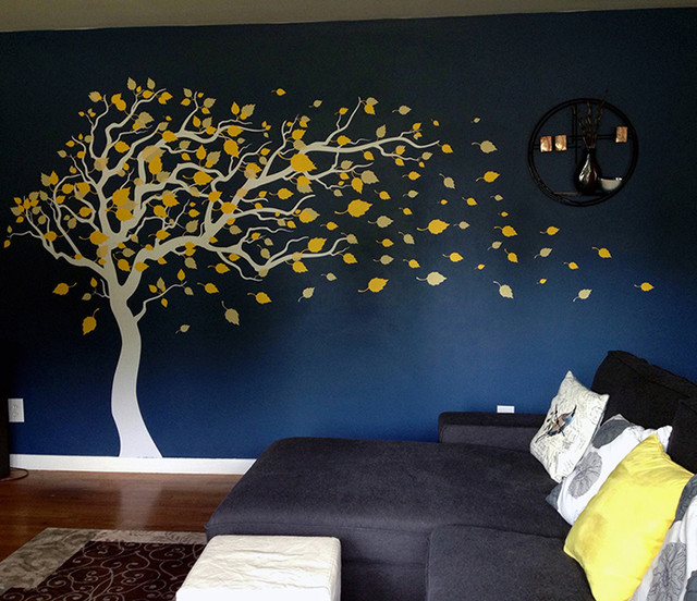 Tree Ing In The Wind Wall Decal Modern Decals By Tree Ing In The Wind Wall Decal Yellow Celadon White