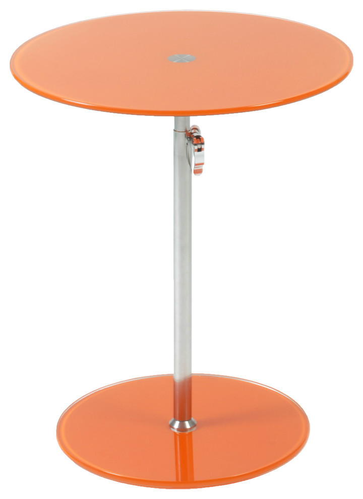 Radinka Side Table, Orange Printed Glass/Stainless Steel