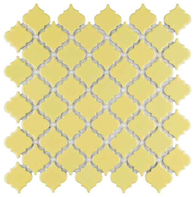 SomerTile Hudson Tangier Mosaic Floor and Wall Tile, Vintage Yellow