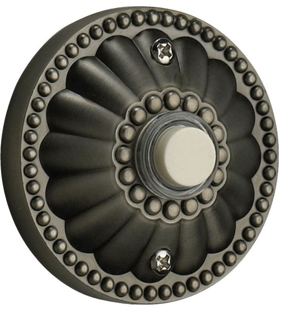 Quorum Door Chime Button Round Antique Silver 730692