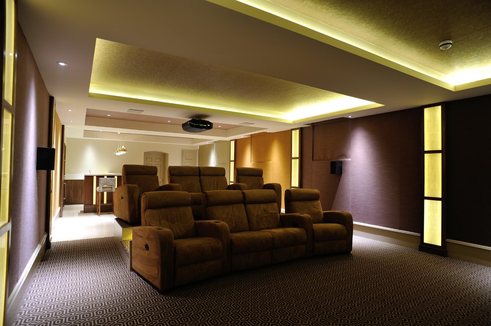 This is an example of a transitional home theatre in London.