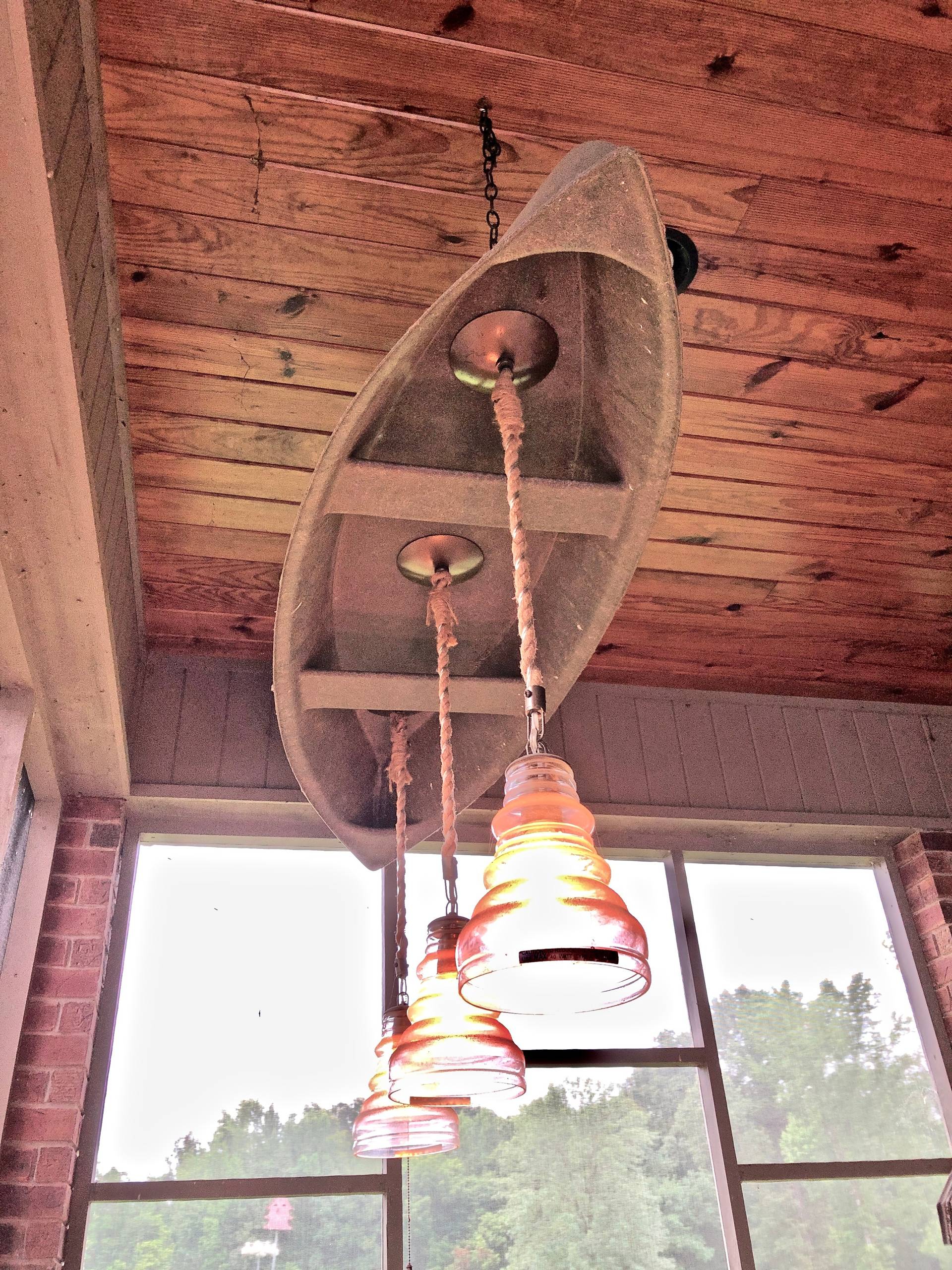 Custom designed canoe pendant light