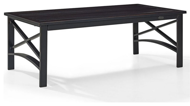 Crosley Furniture Kaplan Metal Patio Coffee Table in Oil Rubbed Bronze ...