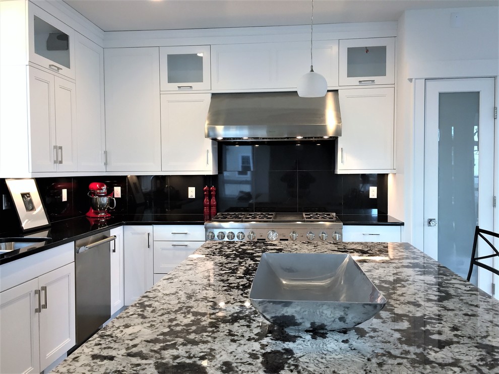 Example of a transitional kitchen design in New York