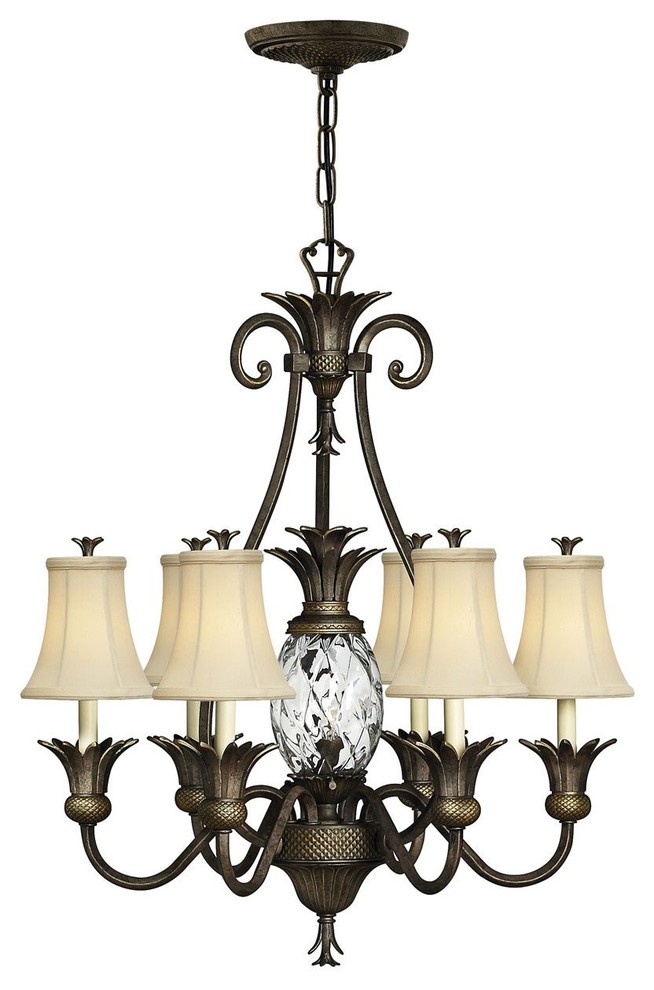 7 Light Bronze Pineapple Chandelier Tropical Chandeliers By Designer Lighting And Fan - Pineapple Pendant Light Fixture