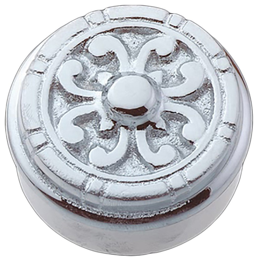 Carved Bar Rail End Plug Cap 2" OD Chrome Brass Traditional Hardware by Renovators