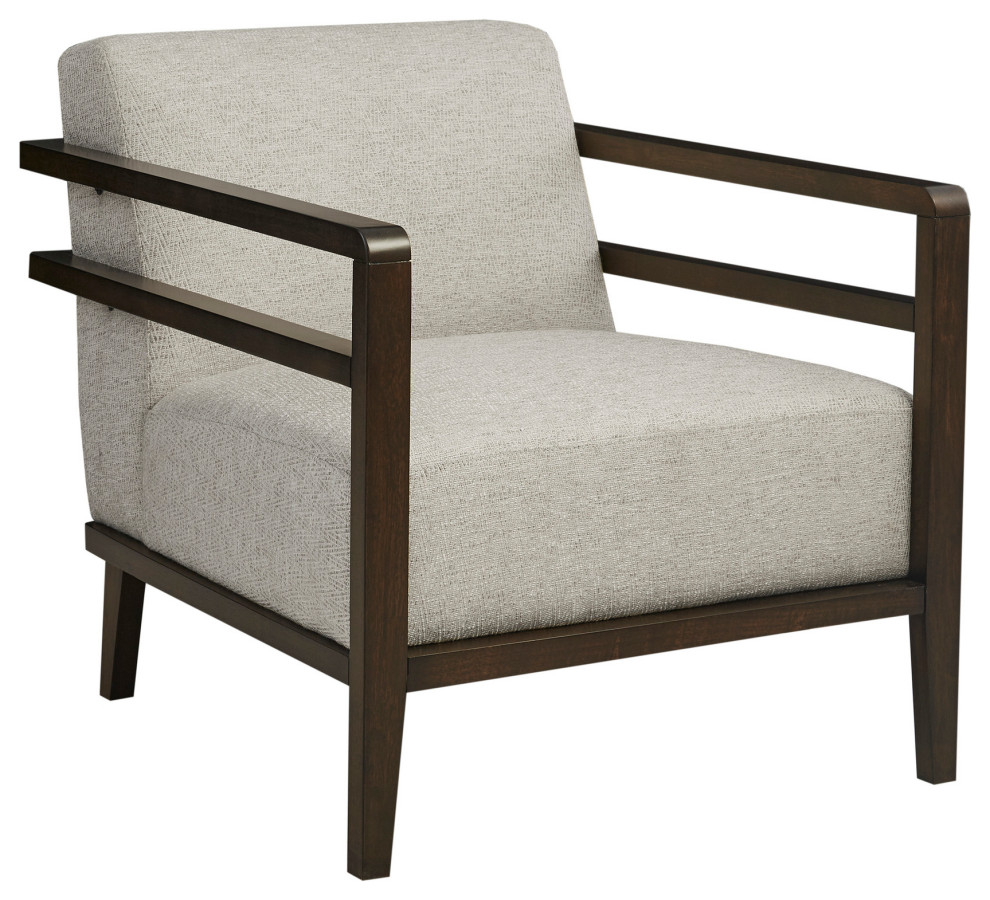 Madison Park Sienna Mid-Century Brown Wood Low Back Accent Chair, Taupe ...