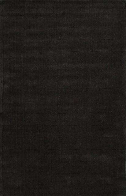 Handmade Looped and Cut Wool Black/ Solid Area Rug (3.6 x 5.6)