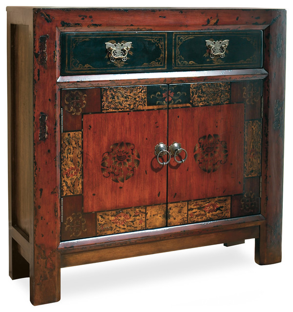 Asian Two Door One Drawer Hall Chest Asian Two Door One Drawer Hall Chest