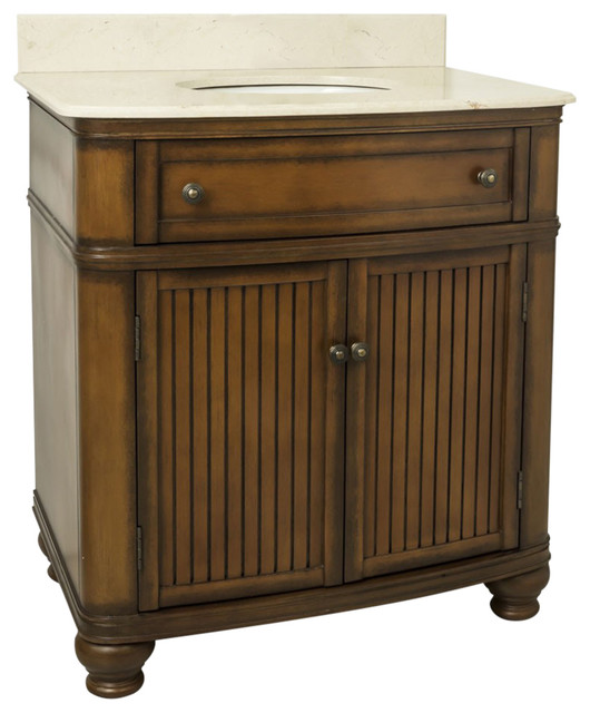 Compton Elements 30" Vanity, MDF Walnut, 30" Traditional Bathroom