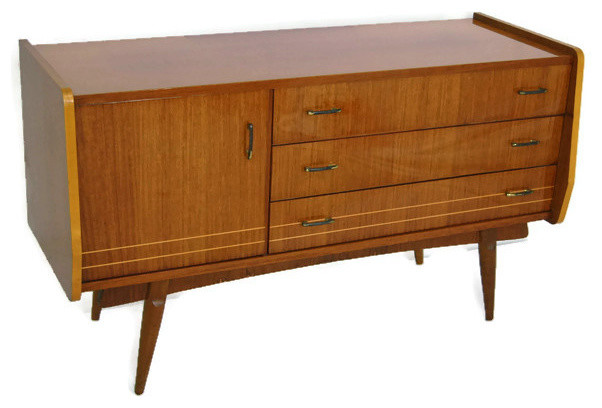 Consigned Mid Century Credenza Dresser High Gloss Two Tone Italian