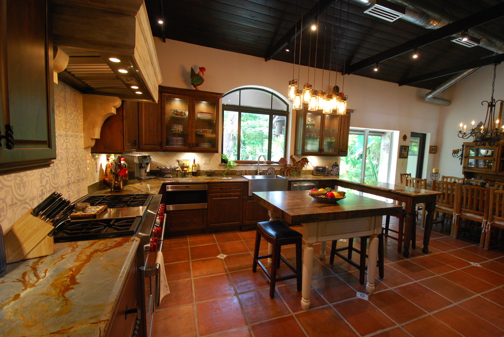 Example of a mountain style kitchen design in Miami