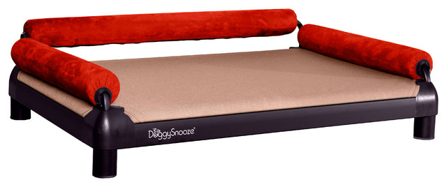 snoozeSofa, Anodized Frame, 3 Bolster Red