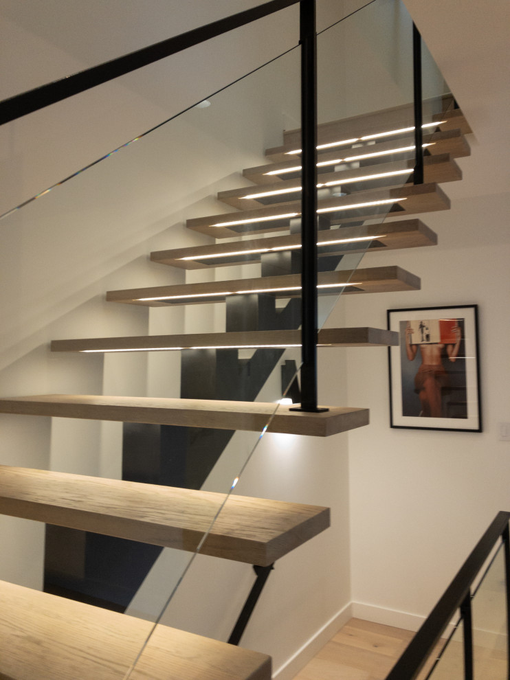 Inspiration for a large modern staircase in Chicago.