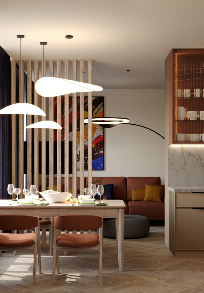 Проект кухни-гостиной для большой семьи