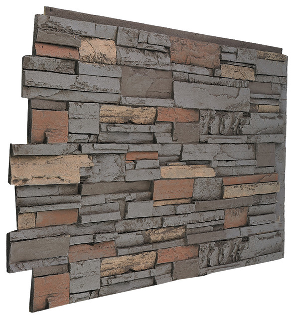 Faux Stacked Stone Wall Panel 48"W X 36"H - Traditional ...