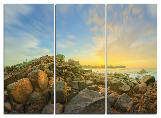 "Untouched Romantic Beach of Sri Lanka" Metal Wall Art, 3 Panels, 36
