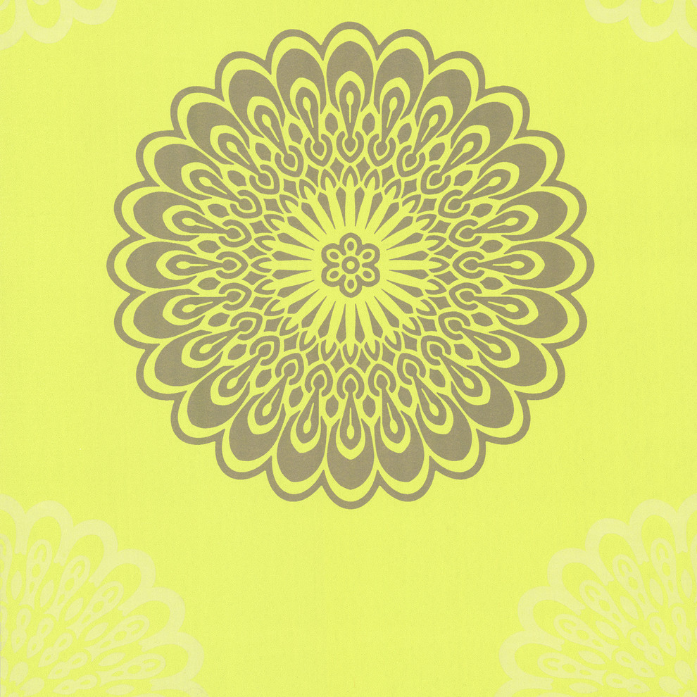 Jacintha Green Mod Geometric Floral Wallpaper, Bolt