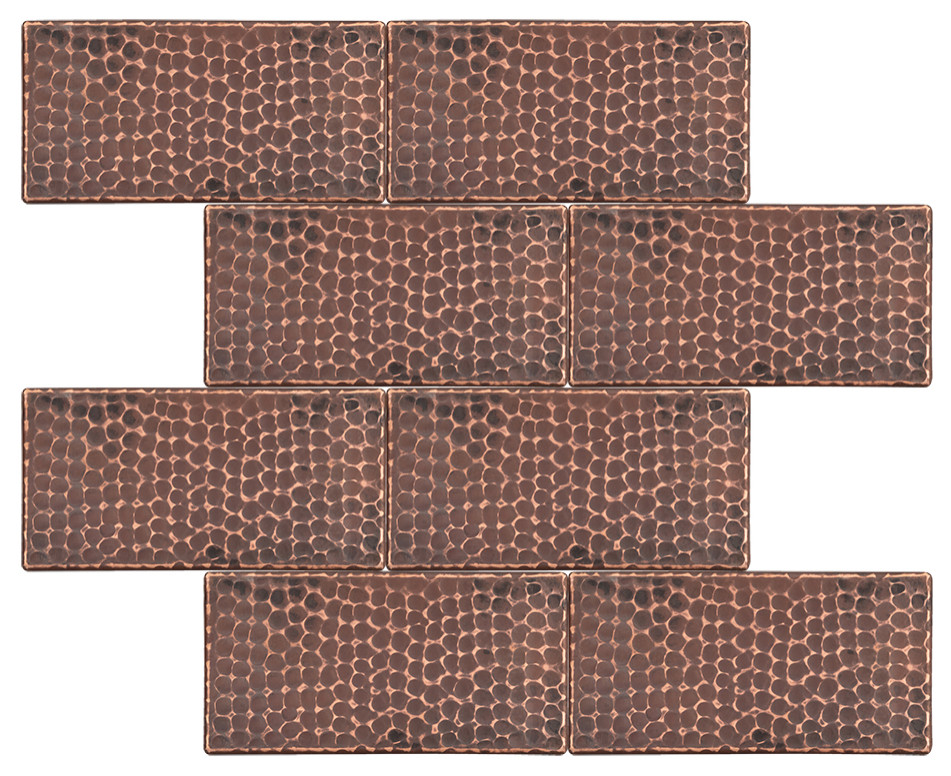 Hammered Copper Tile, 3"x6" Traditional Wall And Floor Tile by