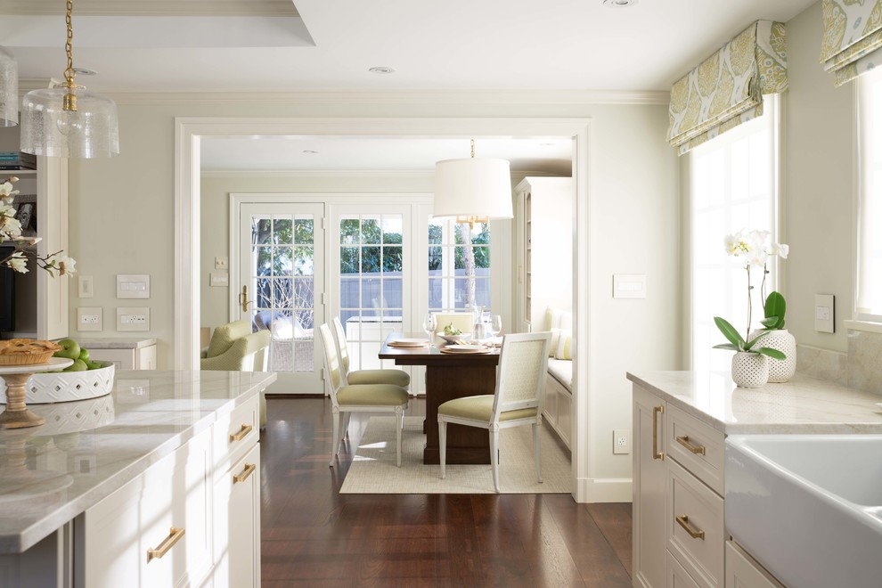 Example of a transitional kitchen design in Boston
