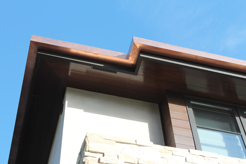sectional 4x5 Box Gutters, 16 ounce Copper, Modern Home in ...