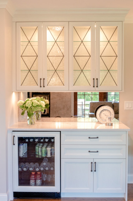 Kitchen Bar with Mini Wine Fridge and Beverage Fridge - Transitional -  Kitchen