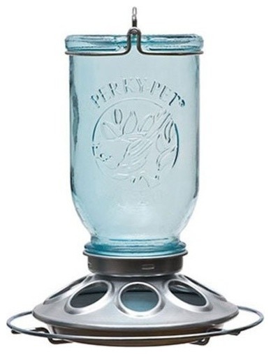 Bird Feeder Mason Jar Wild 8 Feeding Ports Blue Antique