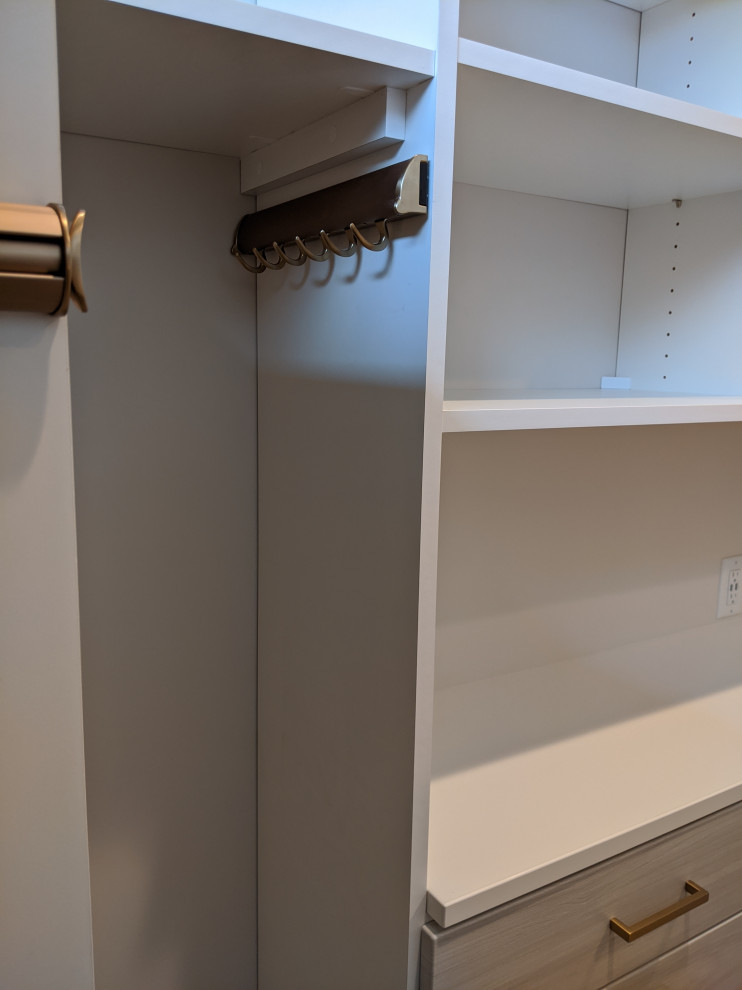 Photo of a modern storage and wardrobe in Other with white cabinets.
