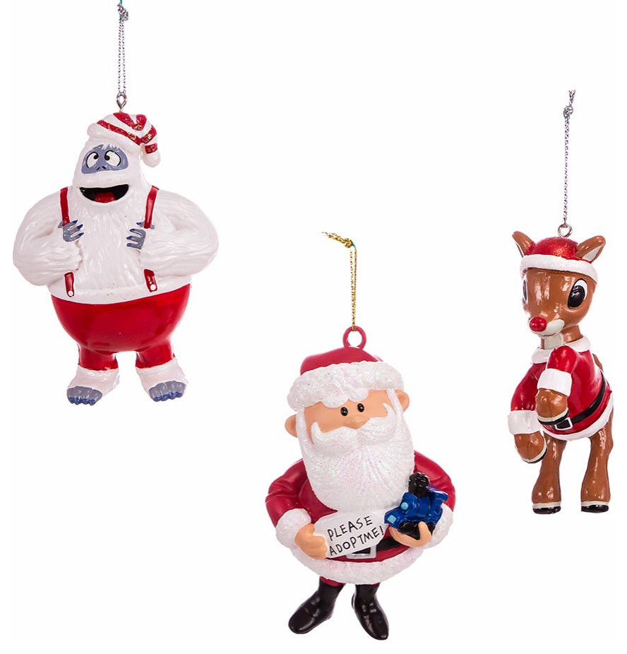 Kurt Adler Rudolph the Red Nose Reindeer Blow Mold Ornament, 3-Piece ...