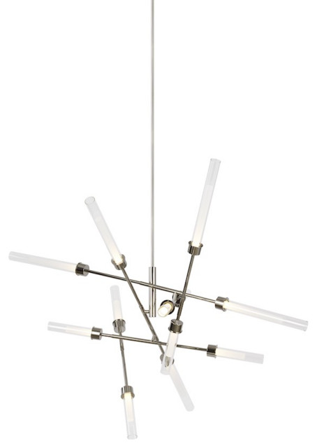 Tech Lighting Linger 12-LT Abstract Chandelier, Nickel 700LNG12AN-LED930
