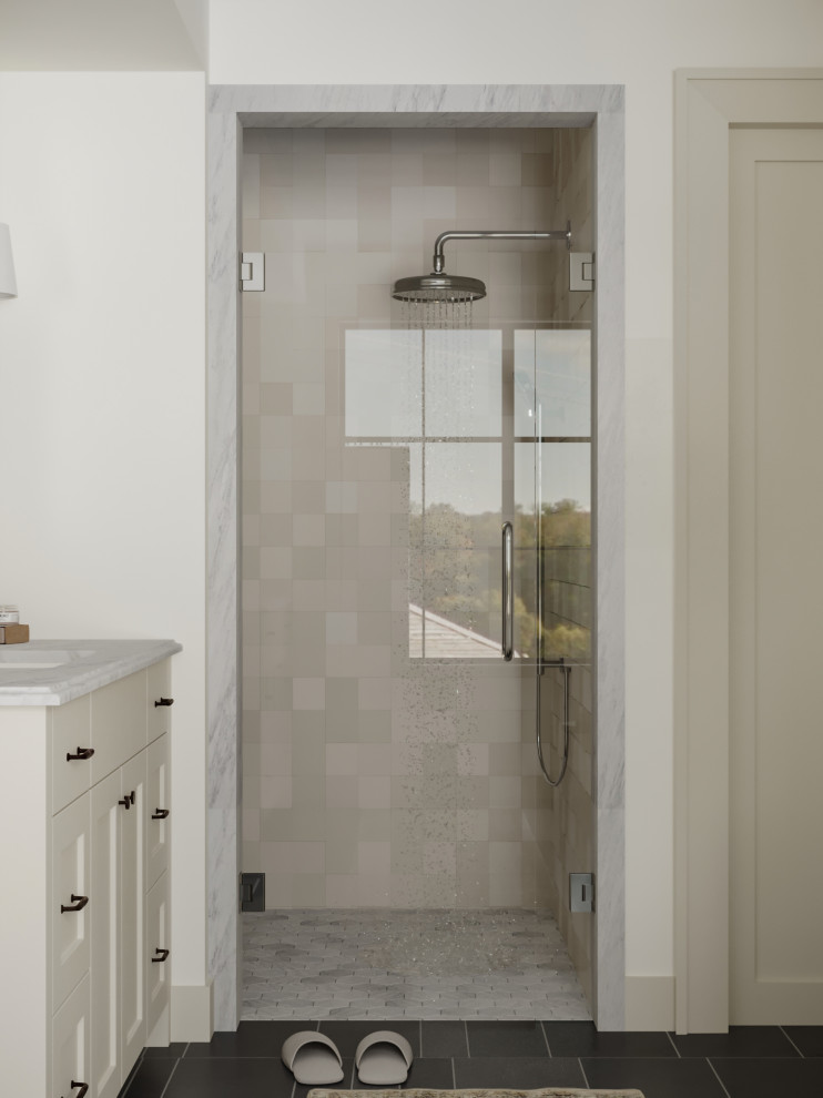 Design ideas for a transitional bathroom in Other.